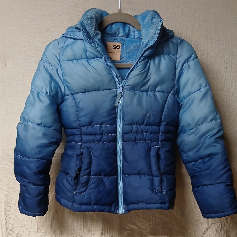 SO Blue Quilted Puffer Jacket with High Collar